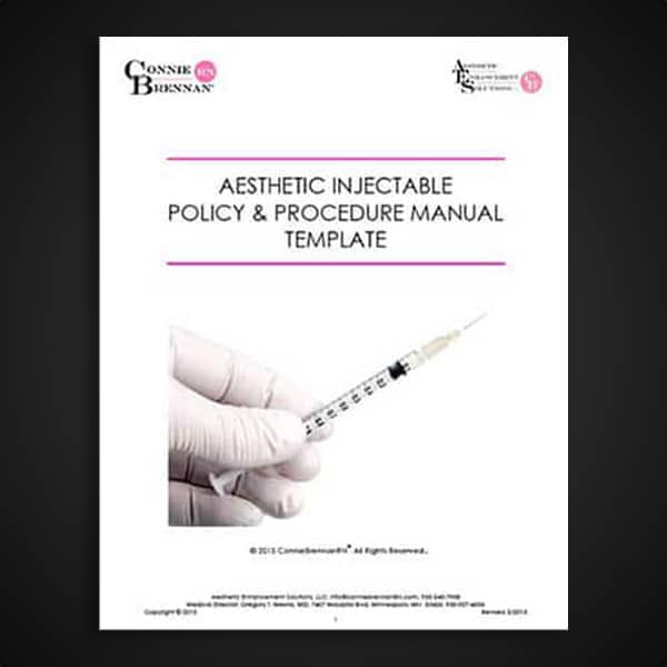 Aesthetic Injectable Policy & Procedure Manual Template Cover.